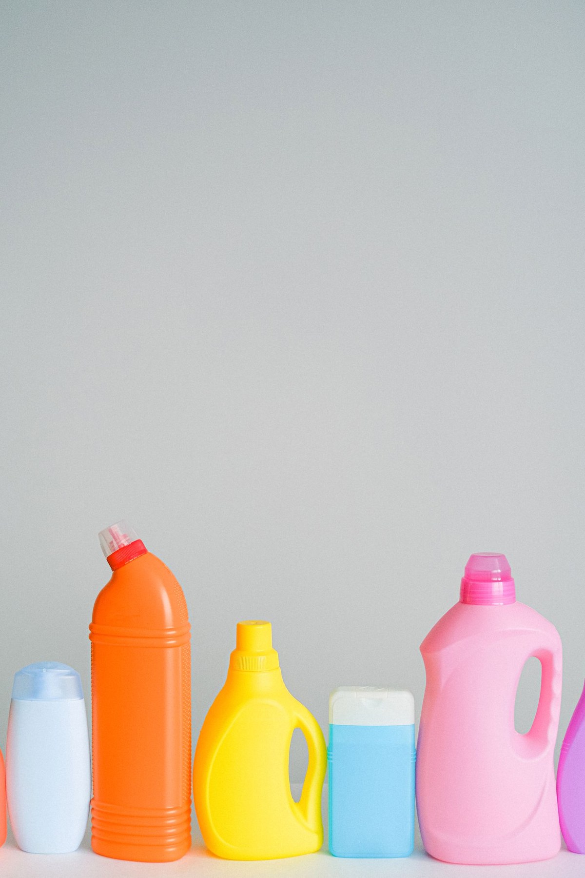 An assortment of household cleaning bottles